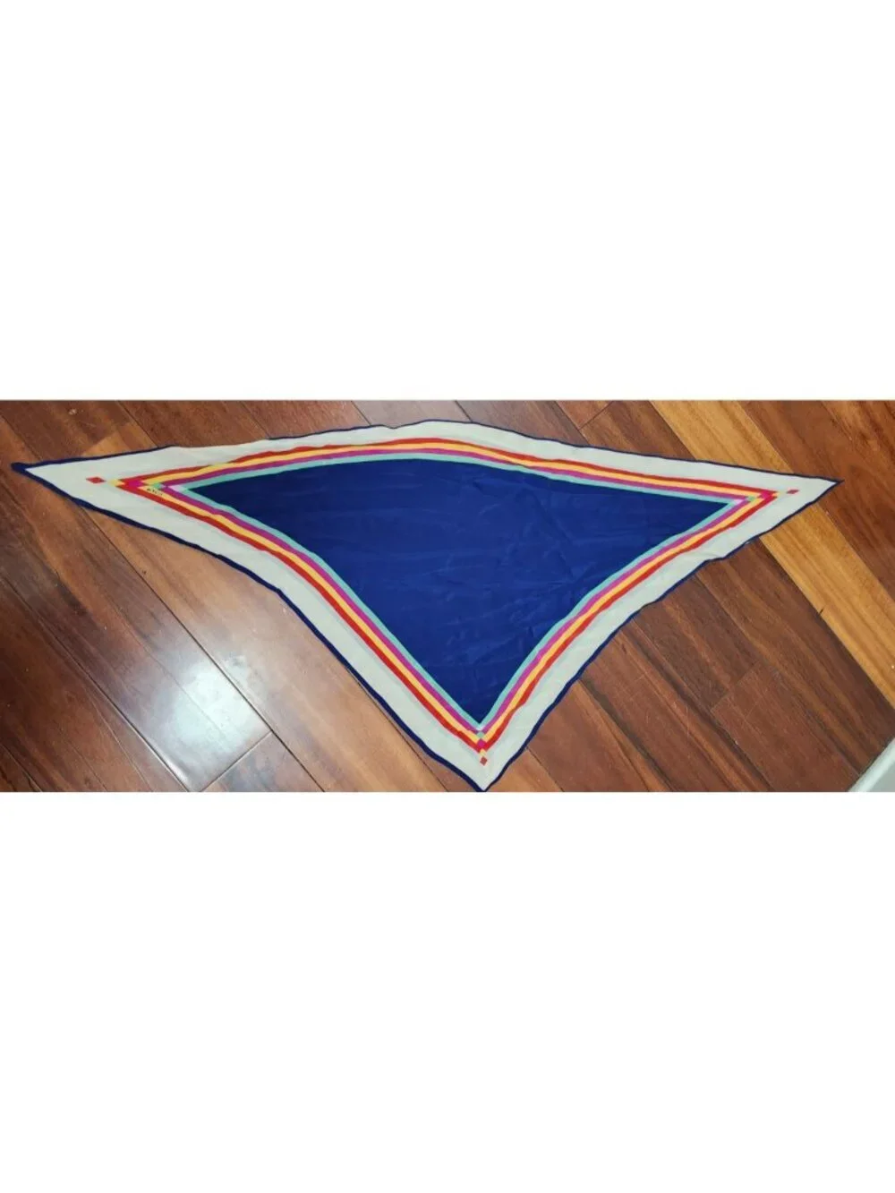 Echo Triangle Scarf Shawl Blue Rainbow Stripe Retro Y2K Head Wrap